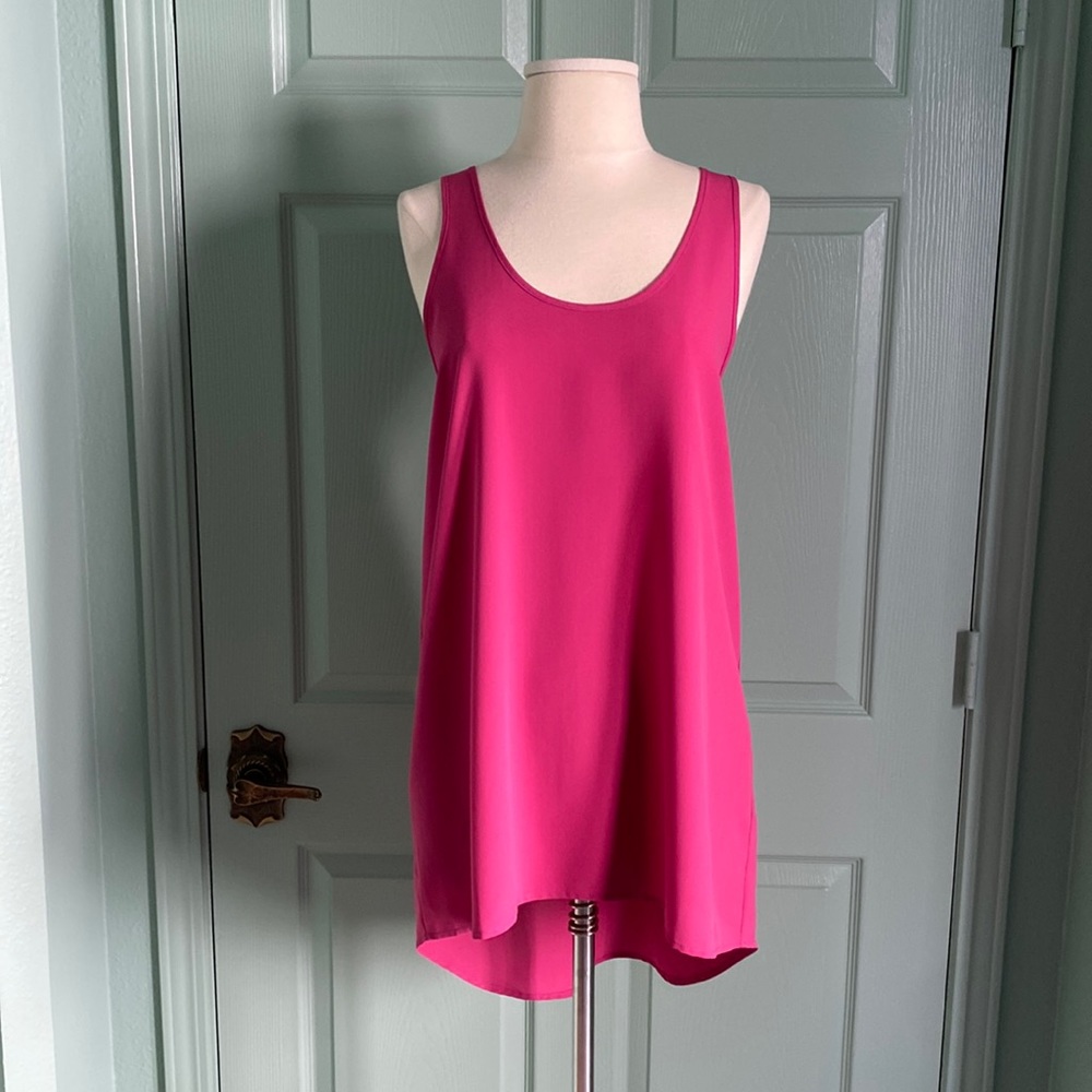 FRENCHI magenta racer back magenta pink matte polyester tank tunic/dress